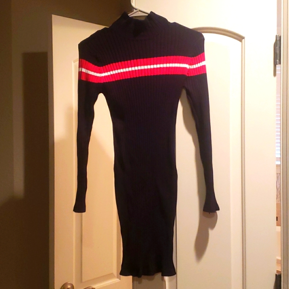 Mock neck sweater dress